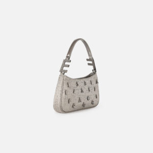Borsa a spalla in tweed lurex con lettering di strass Piombo Elisabetta Franchi - immagine 3