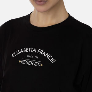 T-shirt in jersey con stampa logo Nero Elisabetta Franchi - immagine 3