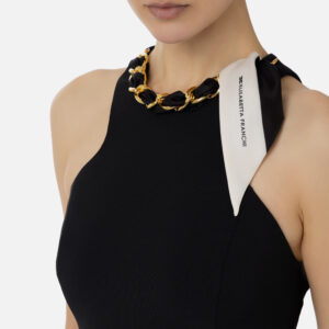 Top in crêpe stretch con catena foulard Nero Elisabetta Franchi - immagine 3