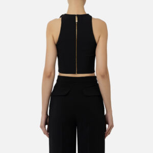 Top in crêpe stretch con catena foulard Nero Elisabetta Franchi - immagine 4