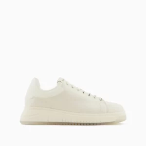 Sneakers In Pelle Retro Bianco Emporio Armani