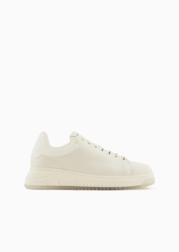 Sneakers In Pelle Retro Bianco Emporio Armani