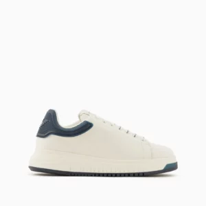 Sneakers In Pelle Retro Blu Emporio Armani