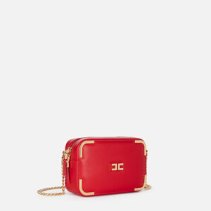 Borsa a tracolla in materiale effetto pelle con angoli in metallo Rosso Red Passion Elisabetta Franchi - immagine 4