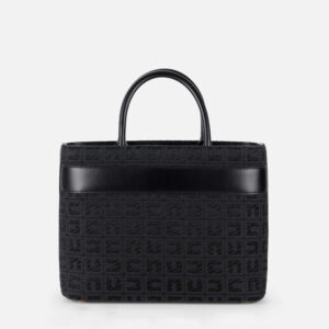 Borsa Shopper grande in tessuto jacquard con morsetto Nero Elisabetta Franchi - immagine 5