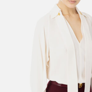 Blusa in georgette con foulard Bianco Burro Elisabetta Franchi - immagine 2