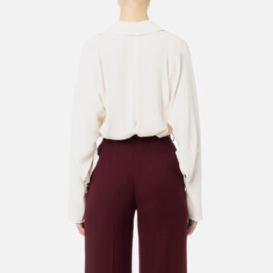 Blusa in georgette con foulard Bianco Burro Elisabetta Franchi - immagine 3
