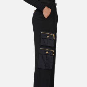 Pantalone dritto in crêpe con tasche e cintura Nero Elisabetta Franchi - immagine 4