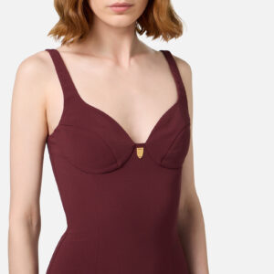 Abito midi in crêpe stretch taglio coppe Rosso Rouge Noir Elisabetta Franchi - immagine 4