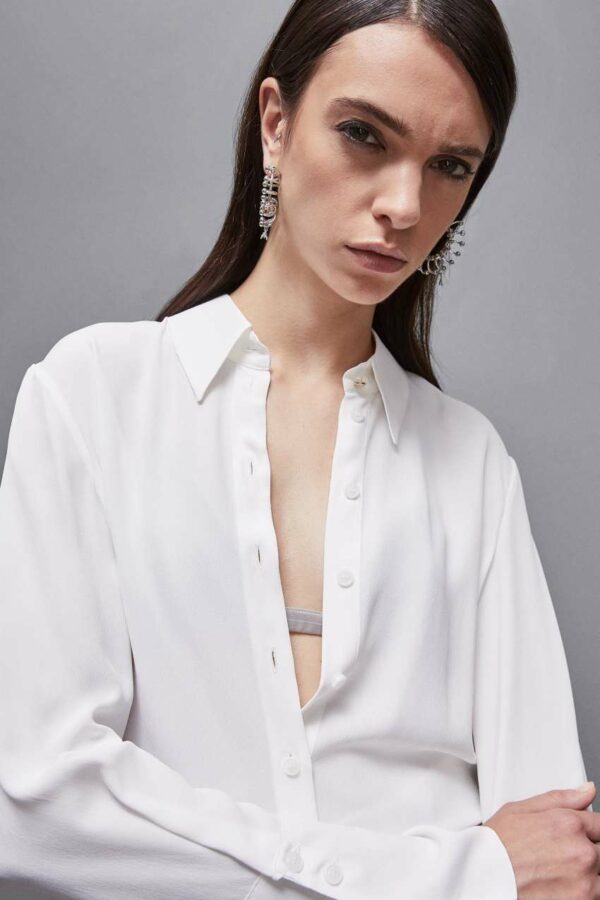Camicia maniche lunghe in crepe "Essential" Bianco Patrizia Pepe