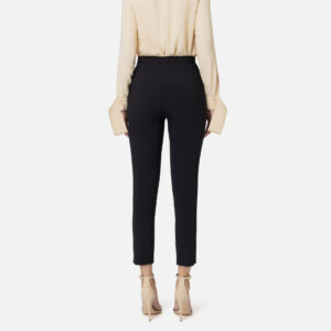 Pantalone dritto in crêpe stretch con rivetto logo Nero Elisabetta Franchi - immagine 3