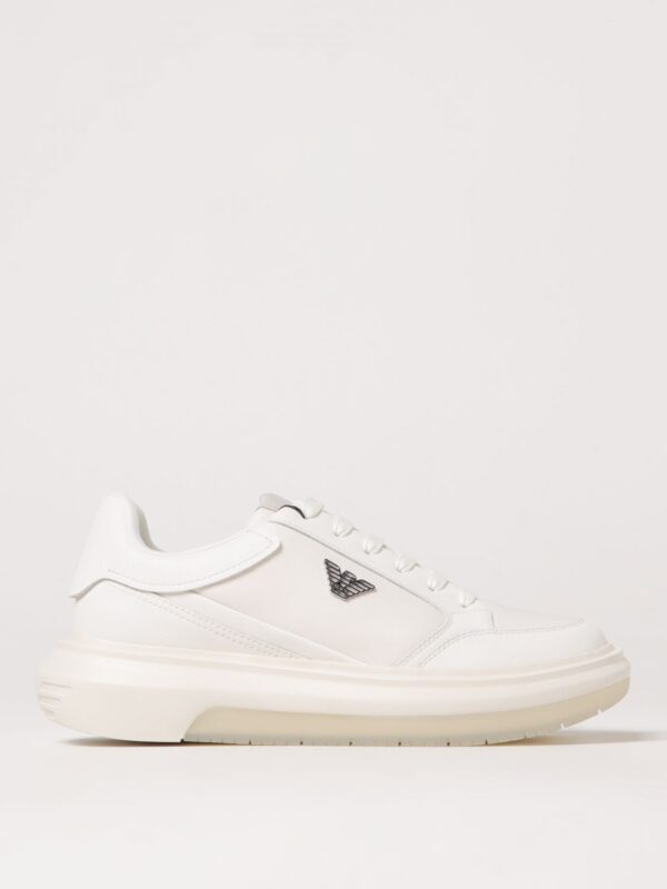 Sneakers Bianca In Saffiano Emporio Armani
