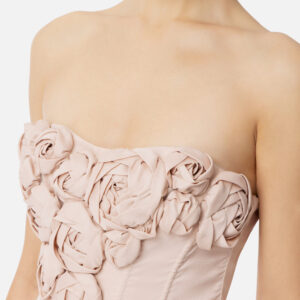 Abito in gabardina con rose ricamate Rosa Baby Elisabetta Franchi - immagine 2