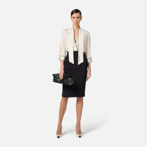 Abito in georgette e crêpe con piping Burro Nero Elisabetta Franchi - immagine 2