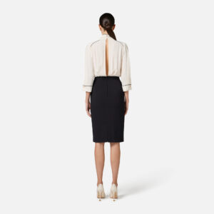 Abito in georgette e crêpe con piping Burro Nero Elisabetta Franchi - immagine 5