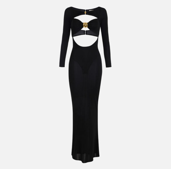 Abito Red Carpet in jersey con fermanodo gioiello Nero Elisabetta Franchi
