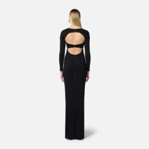 Abito Red Carpet in jersey con fermanodo gioiello Nero Elisabetta Franchi - immagine 5