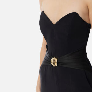 Tuta in crêpe fluido con macro fiocco Nero Elisabetta Franchi - immagine 2