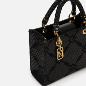 Tote piccola in jacquard con charms Nero Elisabetta Franchi - immagine 3