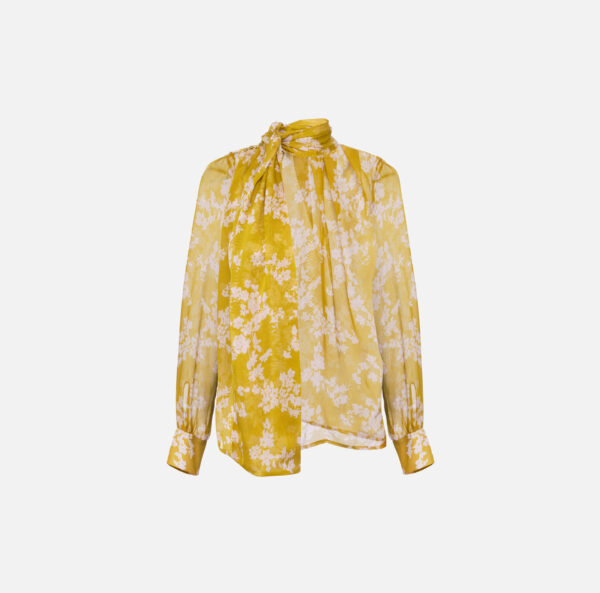 Blusa stampata in voile di seta Curry Quarzo Elisabetta Franchi