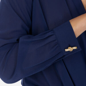 Camicia body in georgette con gemelli Blu Oltremare Elisabetta Franchi - immagine 2