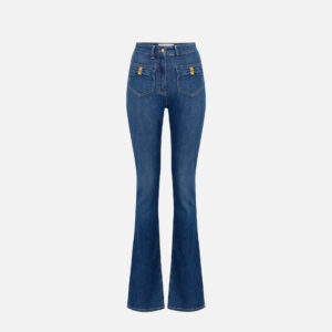 Jeans con taschini e dettagli a fiocco Blue Denim Elisabetta Franchi
