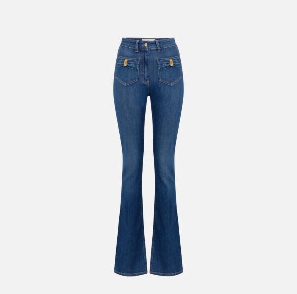 Jeans con taschini e dettagli a fiocco Blue Denim Elisabetta Franchi