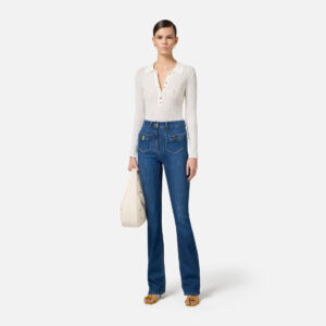 Jeans con taschini e dettagli a fiocco Blue Denim Elisabetta Franchi - immagine 2