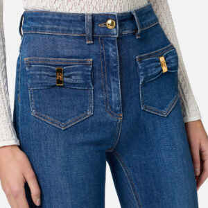 Jeans con taschini e dettagli a fiocco Blue Denim Elisabetta Franchi - immagine 4