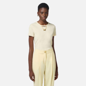 T-shirt in jersey con collana a fiocco Giallo Lemonade Elisabetta Franchi - immagine 5