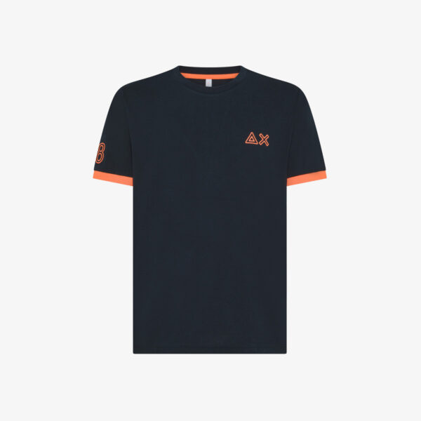 T-shirt in piquet blu navy con ricami SUN68